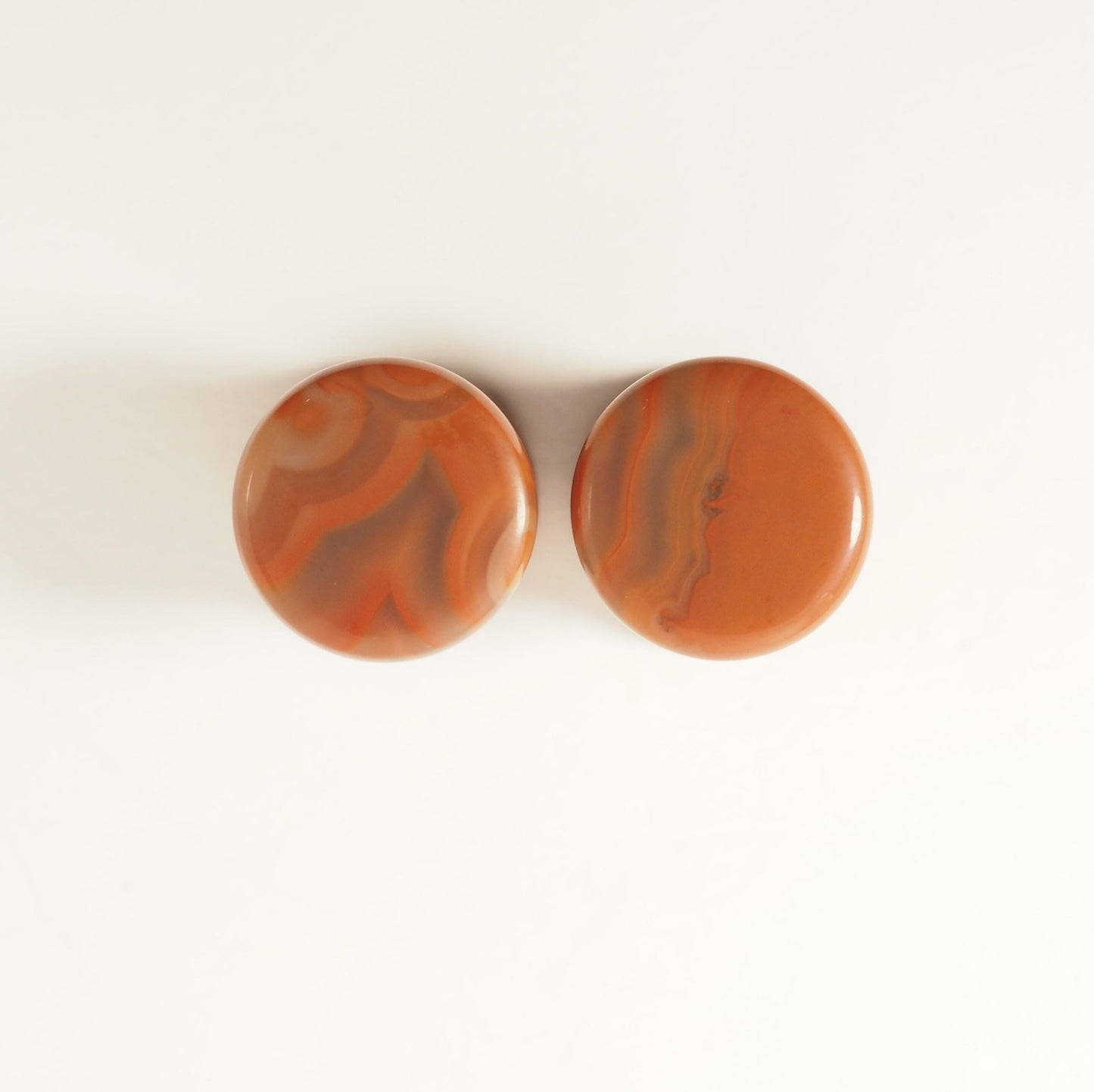 00g Lake Superior Agate Plugs - Double Flare - Handmade - 10mm Agate Stone Gauges