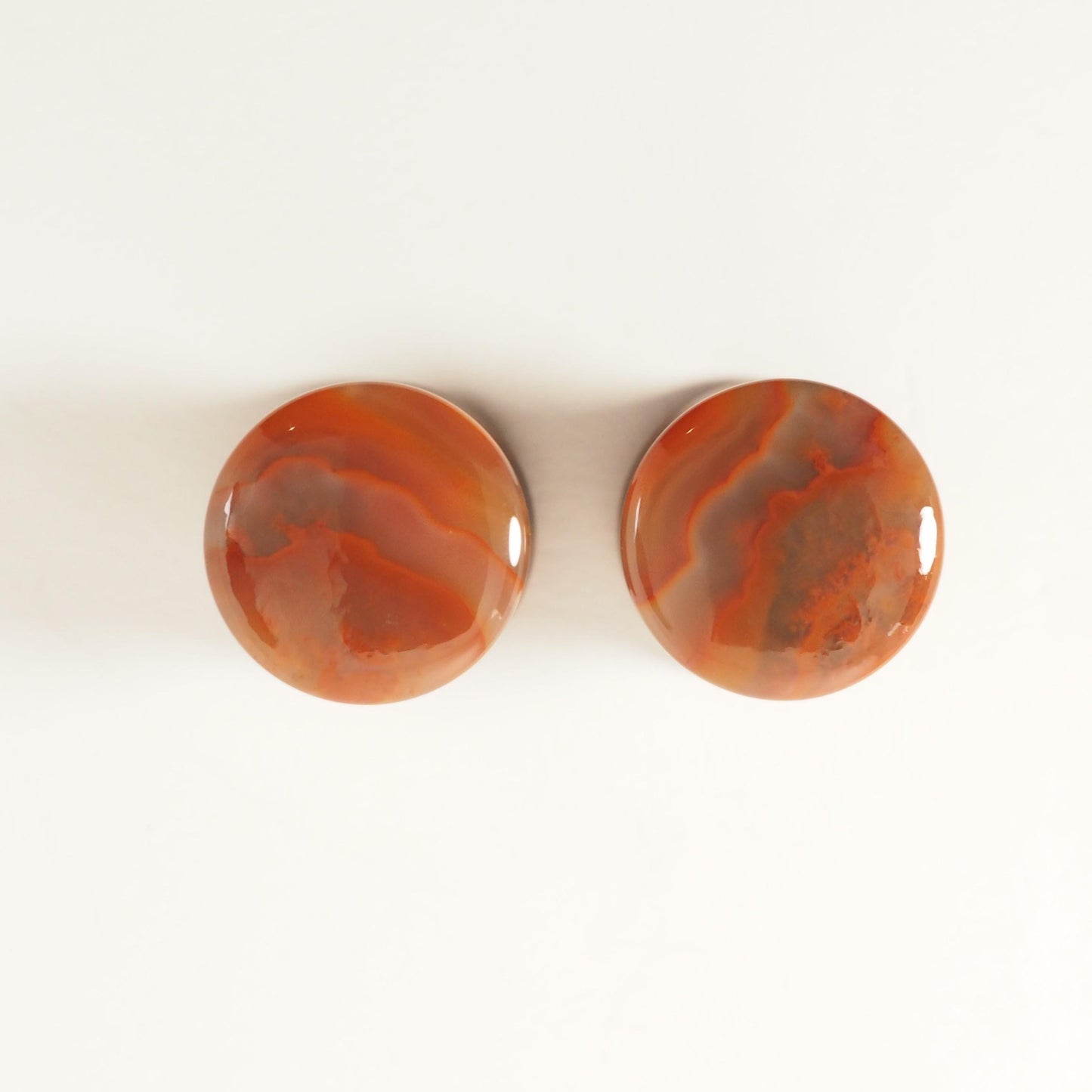 00g Lake Superior Agate Plugs - Double Flare - Handmade - 10mm Agate Stone Gauges