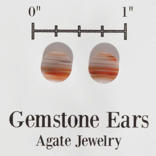 Lake Superior Agate Stud Earrings - 925 Sterling Silver Posts/Backs - LSA Water Level Bands