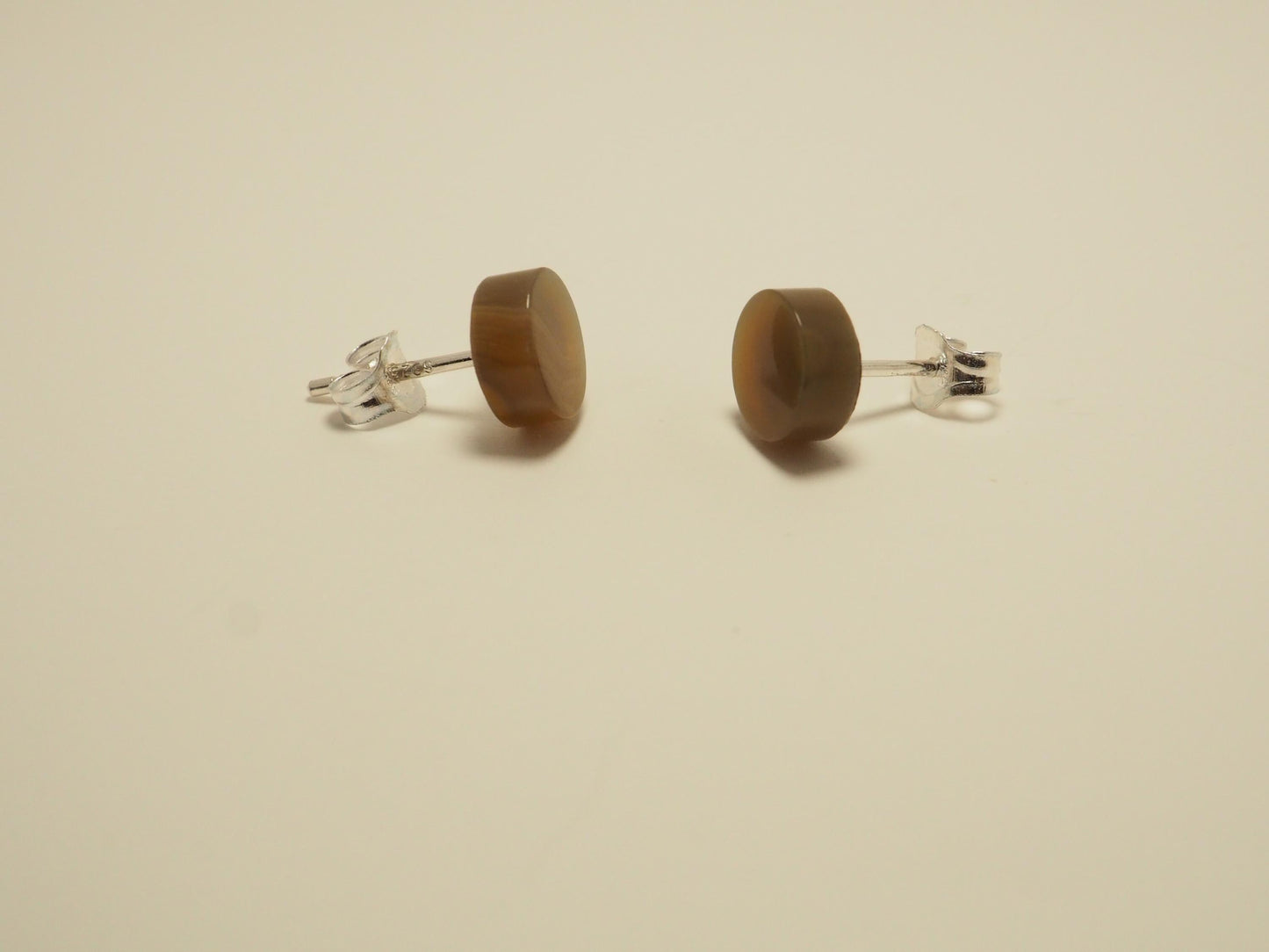 Lake Superior Agate Stud Earrings - 925 Sterling Silver Posts/Backs - LSA