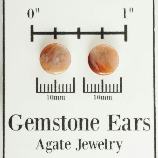 Lake Superior Agate Stud Earrings - 925 Sterling Silver Posts/Backs - LSA Tube Agate Stone Earrings